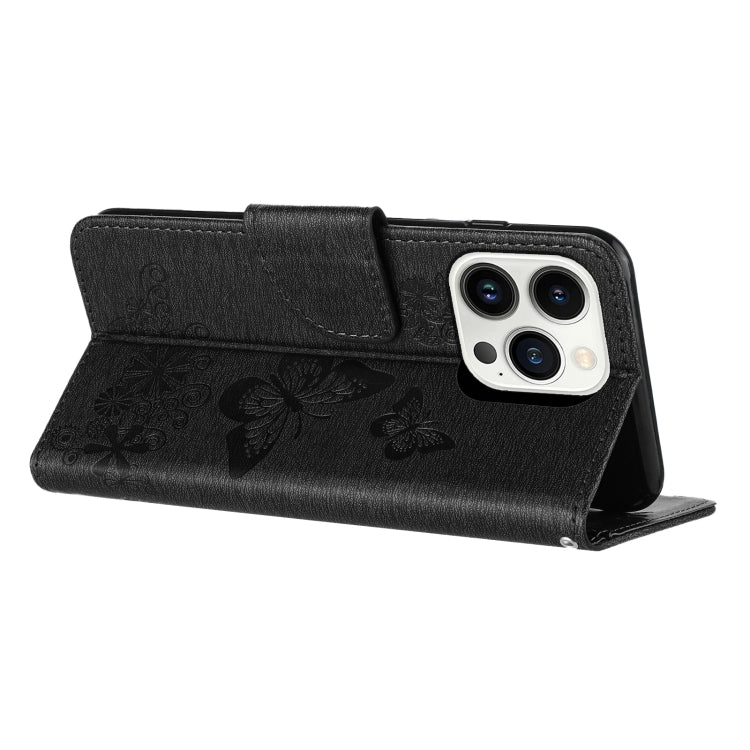 For iPhone 15 Pro Butterfly Embossed Flip Leather Phone Case(Black) - HoMEdemic™ 