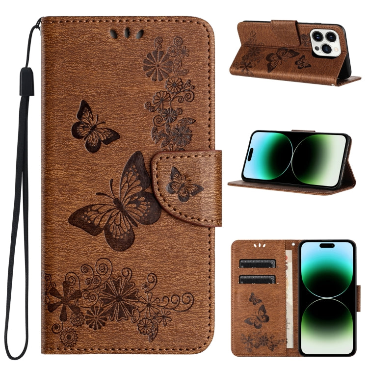 For iPhone 15 Pro Butterfly Embossed Flip Leather Phone Case(Brown) - HoMEdemic™ 