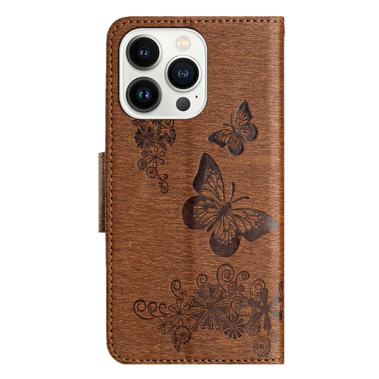 For iPhone 15 Pro Butterfly Embossed Flip Leather Phone Case(Brown) - HoMEdemic™ 