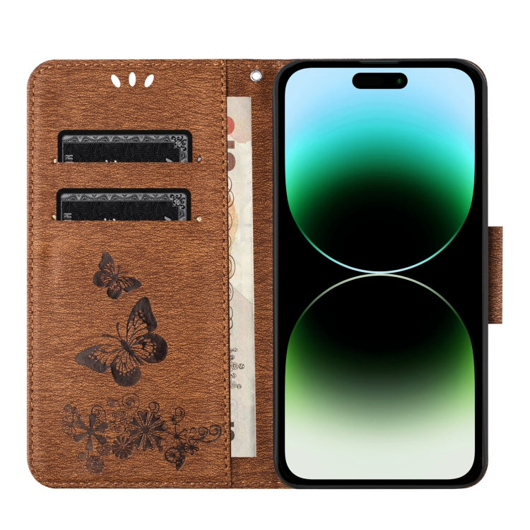 For iPhone 15 Pro Butterfly Embossed Flip Leather Phone Case(Brown) - HoMEdemic™ 