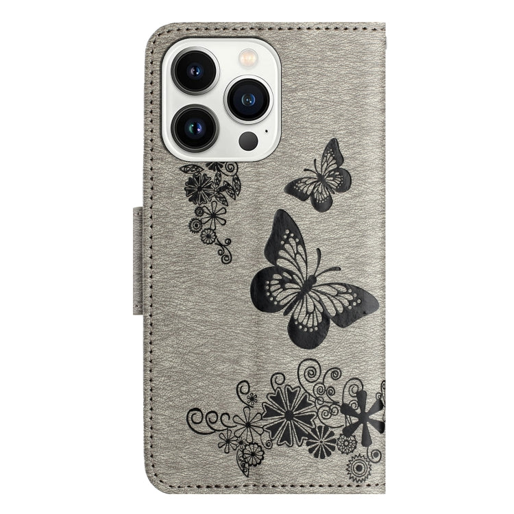 For iPhone 15 Pro Butterfly Embossed Flip Leather Phone Case(Grey) - HoMEdemic™ 