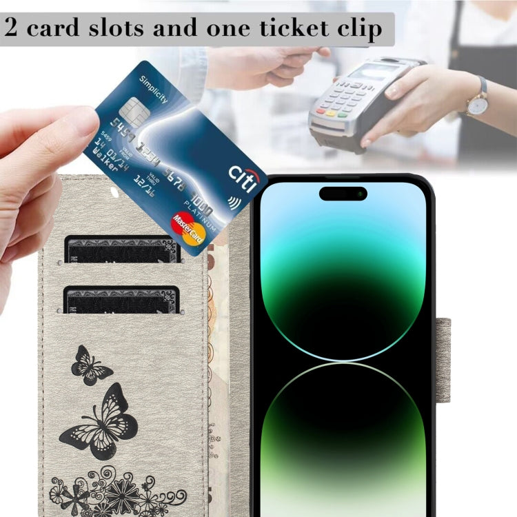 For iPhone 15 Pro Butterfly Embossed Flip Leather Phone Case(Grey) - HoMEdemic™ 