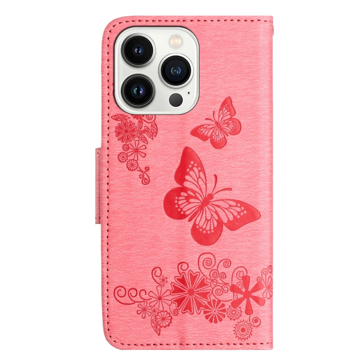 For iPhone 15 Pro Butterfly Embossed Flip Leather Phone Case(Pink) - HoMEdemic™ 