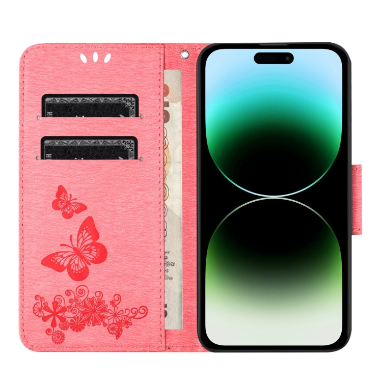 For iPhone 15 Pro Butterfly Embossed Flip Leather Phone Case(Pink) - HoMEdemic™ 