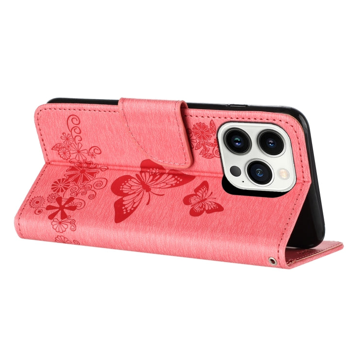 For iPhone 15 Pro Butterfly Embossed Flip Leather Phone Case(Pink) - HoMEdemic™ 