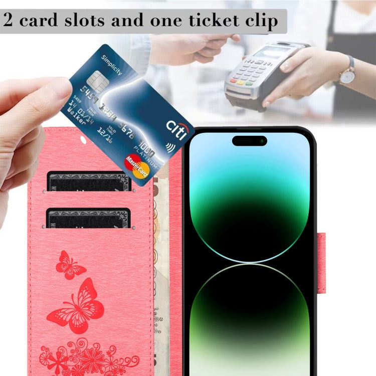 For iPhone 15 Pro Butterfly Embossed Flip Leather Phone Case(Pink) - HoMEdemic™ 