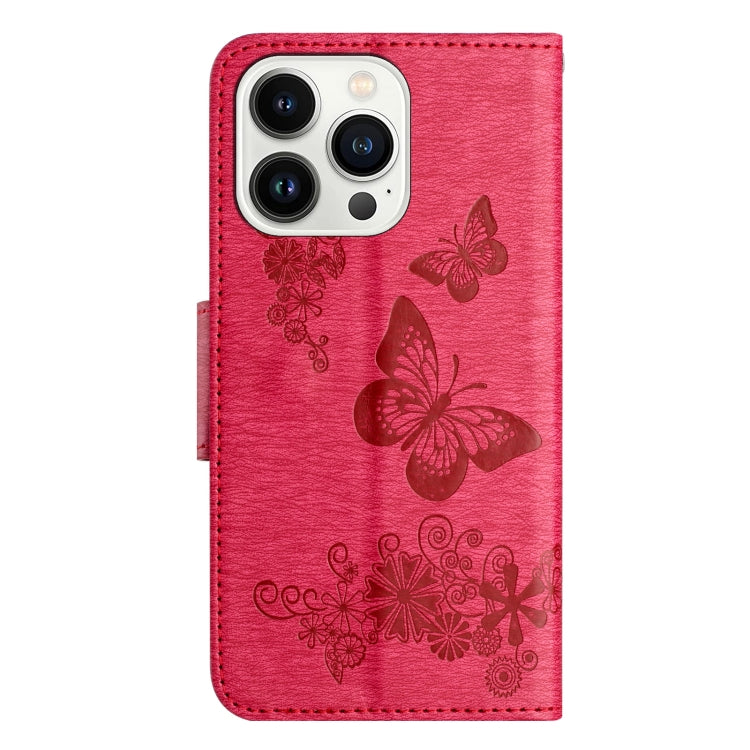 For iPhone 15 Pro Butterfly Embossed Flip Leather Phone Case(Red) - HoMEdemic™ 