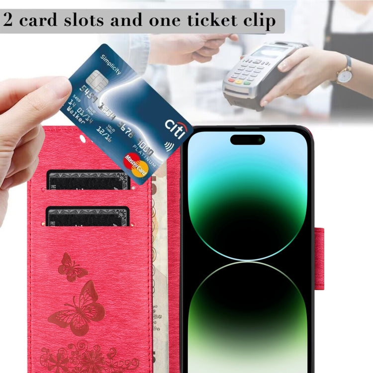 For iPhone 15 Pro Butterfly Embossed Flip Leather Phone Case(Red) - HoMEdemic™ 