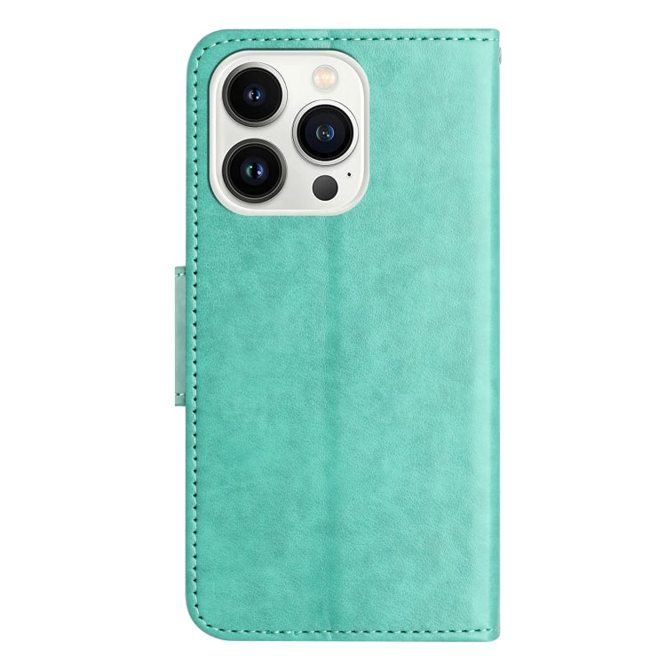 For iPhone 15 Pro Butterfly Flower Pattern Flip Leather Phone Case(Green) - HoMEdemic™ 