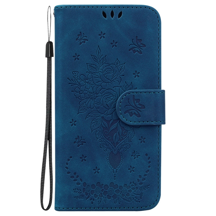 For iPhone 15 Pro Butterfly Rose Embossed Leather Phone Case(Blue) - HoMEdemic™ 