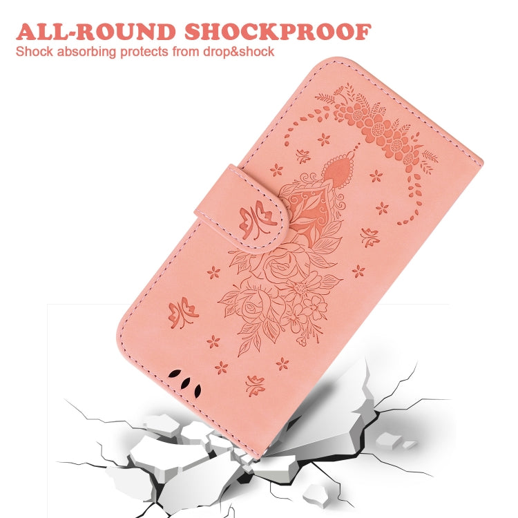 For iPhone 15 Pro Butterfly Rose Embossed Leather Phone Case(Pink) - HoMEdemic™ 