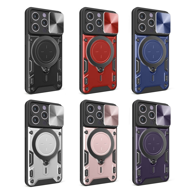 For iPhone 15 Pro CD Texture Sliding Camshield Magnetic Holder Phone Case(Black) - HoMEdemic™ 
