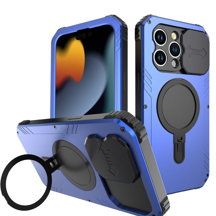 For iPhone 15 Pro Camera Shield MagSafe Holder Life Waterproof Phone Case(Blue) - HoMEdemic™ 