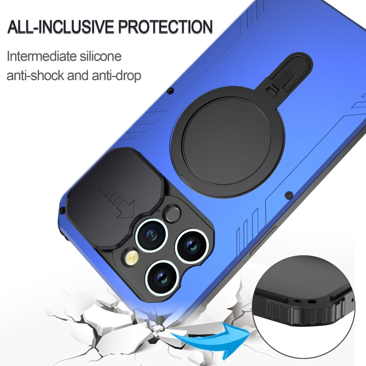 For iPhone 15 Pro Camera Shield MagSafe Holder Life Waterproof Phone Case(Blue) - HoMEdemic™ 