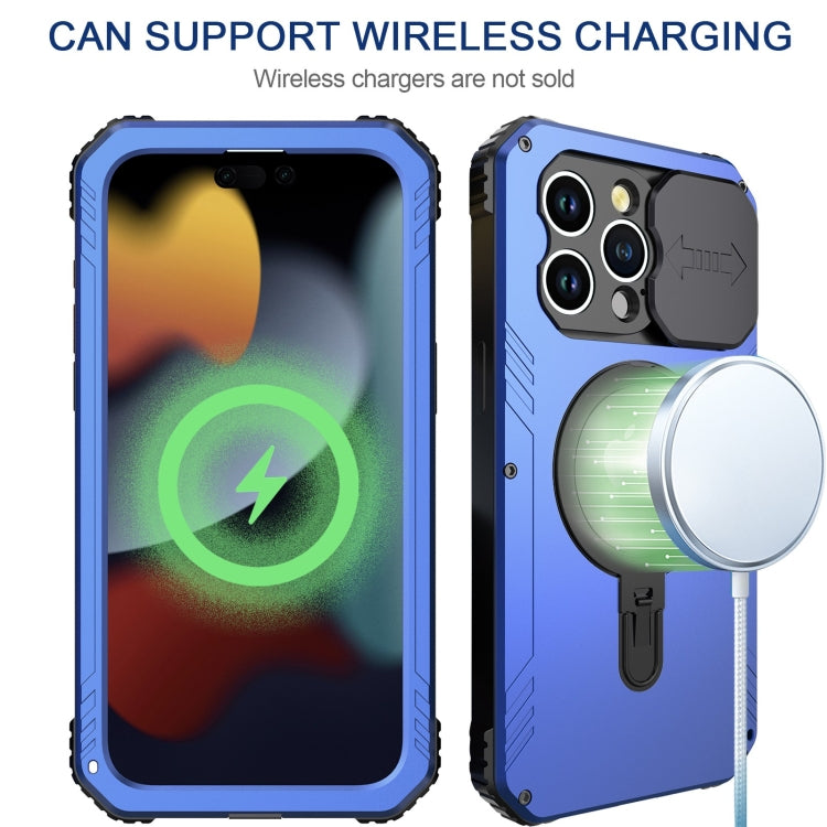 For iPhone 15 Pro Camera Shield MagSafe Holder Life Waterproof Phone Case(Blue) - HoMEdemic™ 