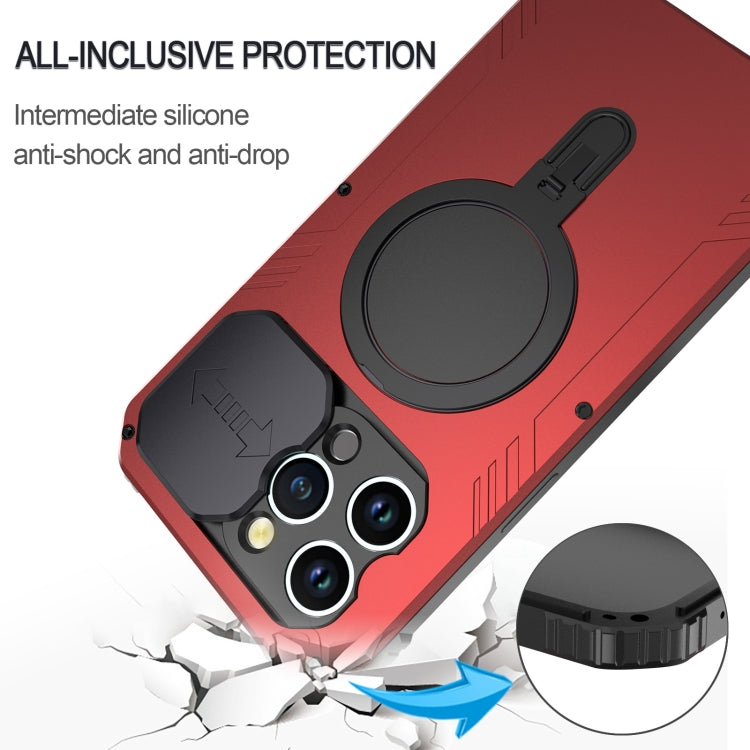 For iPhone 15 Pro Camera Shield MagSafe Holder Life Waterproof Phone Case(Red) - HoMEdemic™ 