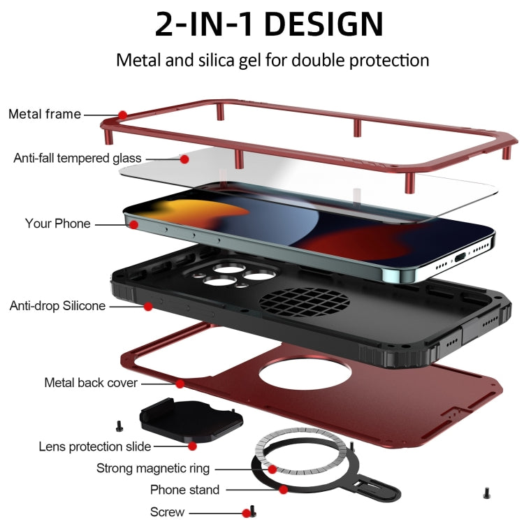 For iPhone 15 Pro Camera Shield MagSafe Holder Life Waterproof Phone Case(Red) - HoMEdemic™ 
