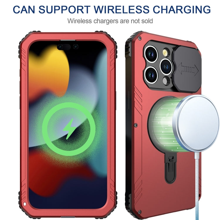 For iPhone 15 Pro Camera Shield MagSafe Holder Life Waterproof Phone Case(Red) - HoMEdemic™ 