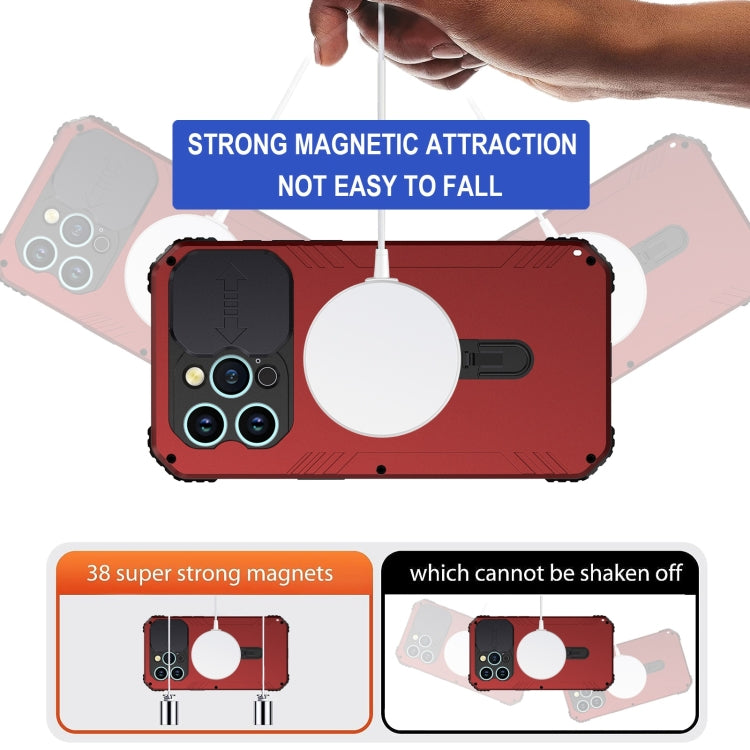 For iPhone 15 Pro Camera Shield MagSafe Holder Life Waterproof Phone Case(Red) - HoMEdemic™ 