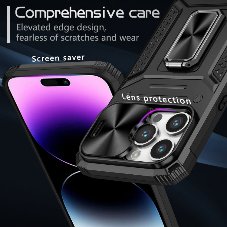 For iPhone 15 Pro Camshield Robot TPU Hybrid PC Phone Case(Black) - HoMEdemic™ 