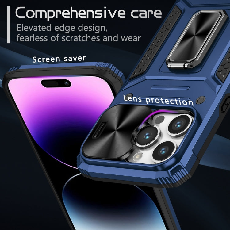 For iPhone 15 Pro Camshield Robot TPU Hybrid PC Phone Case(Blue) - HoMEdemic™ 