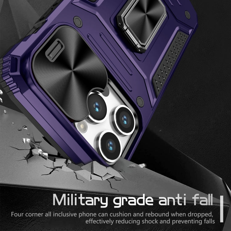 For iPhone 15 Pro Camshield Robot TPU Hybrid PC Phone Case(Purple) - HoMEdemic™ 
