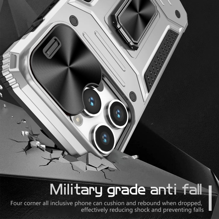 For iPhone 15 Pro Camshield Robot TPU Hybrid PC Phone Case(Silver) - HoMEdemic™ 