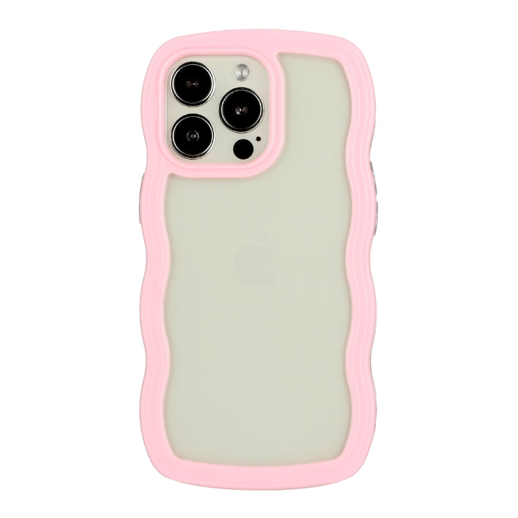 For iPhone 15 Pro Candy Color Wave TPU Clear PC Phone Case(Pink) - HoMEdemic™ 