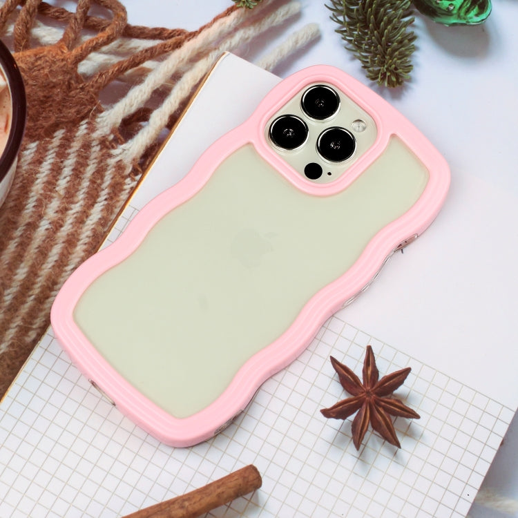 For iPhone 15 Pro Candy Color Wave TPU Clear PC Phone Case(Pink) - HoMEdemic™ 