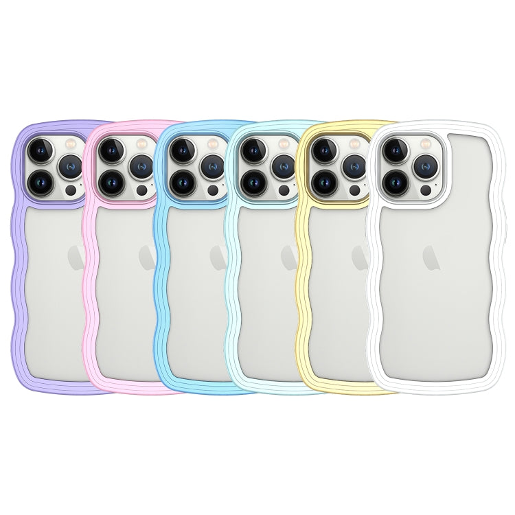 For iPhone 15 Pro Candy Color Wave TPU Clear PC Phone Case(White) - HoMEdemic™ 