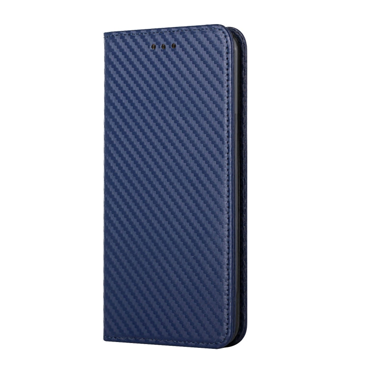 For iPhone 15 Pro Carbon Fiber Texture Flip Holder Leather Phone Case(Blue) - HoMEdemic™ 