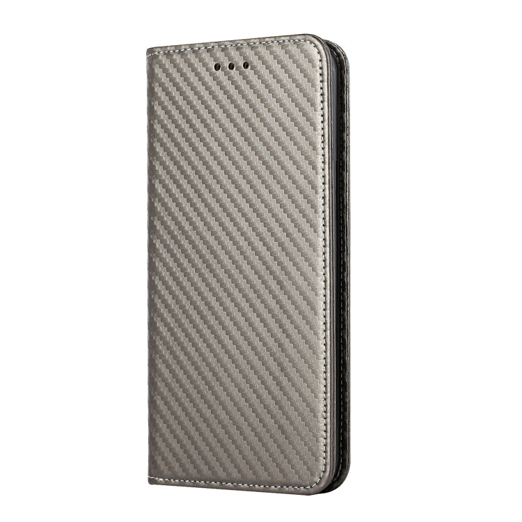 For iPhone 15 Pro Carbon Fiber Texture Flip Holder Leather Phone Case(Grey) - HoMEdemic™ 