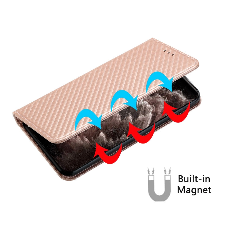 For iPhone 15 Pro Carbon Fiber Texture Flip Holder Leather Phone Case(Rose Gold) - HoMEdemic™ 