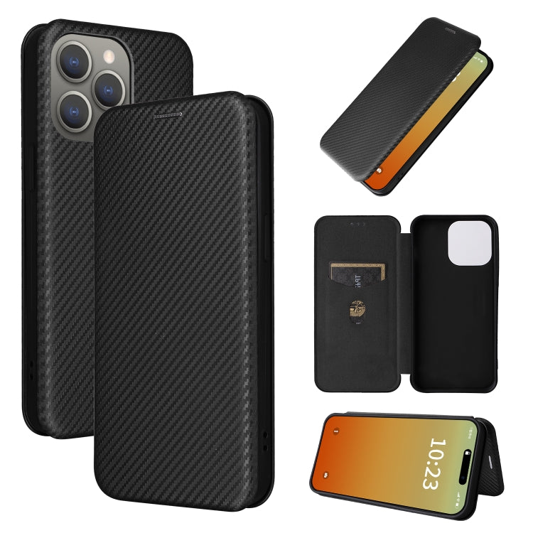 For iPhone 15 Pro Carbon Fiber Texture Flip Leather Phone Case(Black) - HoMEdemic™ 