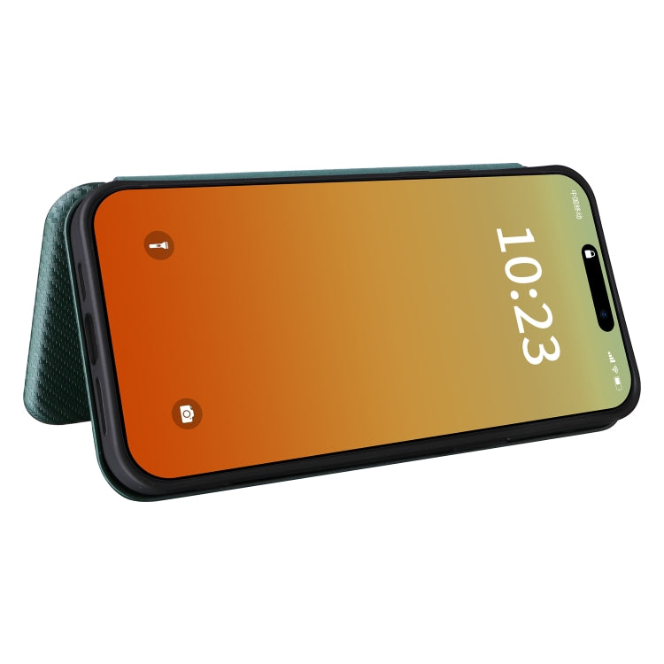 For iPhone 15 Pro Carbon Fiber Texture Flip Leather Phone Case(Green) - HoMEdemic™ 