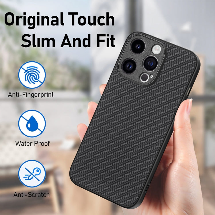 For iPhone 15 Pro Carbon Fiber Texture Leather Back Phone Case(Black) - HoMEdemic™ 