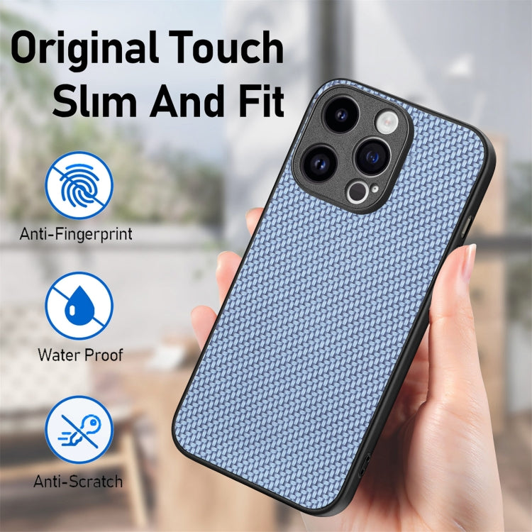 For iPhone 15 Pro Carbon Fiber Texture Leather Back Phone Case(Blue) - HoMEdemic™ 