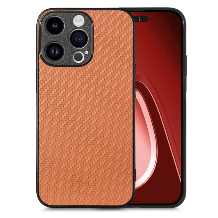 For iPhone 15 Pro Carbon Fiber Texture Leather Back Phone Case(Brown) - HoMEdemic™ 