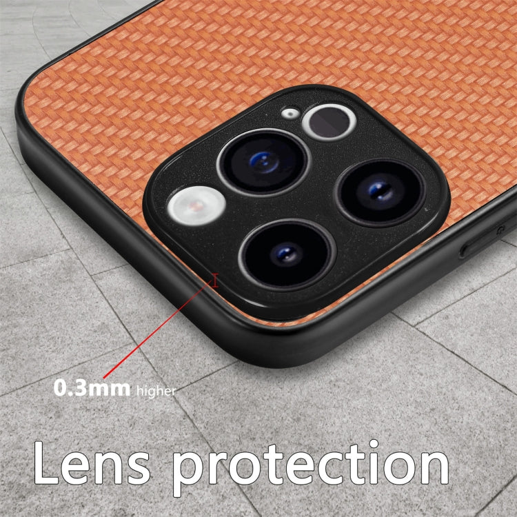 For iPhone 15 Pro Carbon Fiber Texture Leather Back Phone Case(Brown) - HoMEdemic™ 