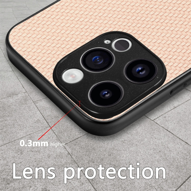 For iPhone 15 Pro Carbon Fiber Texture Leather Back Phone Case(Khaki) - HoMEdemic™ 