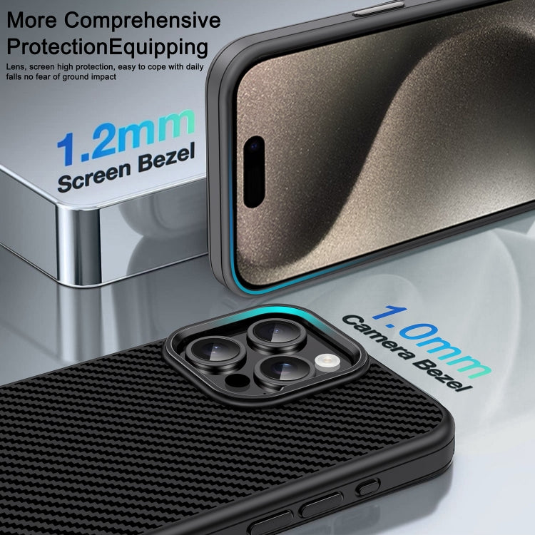 For iPhone 15 Pro Carbon Fiber Textured Oil Spray PC + TPU Phone Case(Grey) - HoMEdemic™ 