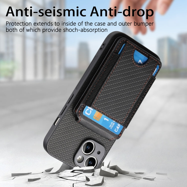 For iPhone 15 Pro Carbon Fiber Vertical Flip Wallet Stand Phone Case(Black) - HoMEdemic™ 