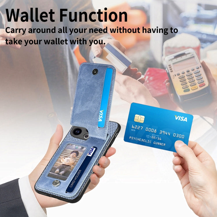 For iPhone 15 Pro Carbon Fiber Vertical Flip Zipper Phone Case(Blue) - HoMEdemic™ 