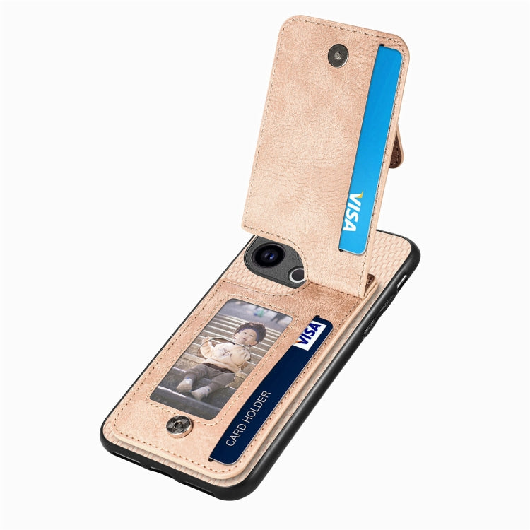 For iPhone 15 Pro Carbon Fiber Vertical Flip Zipper Phone Case(Khaki) - HoMEdemic™ 