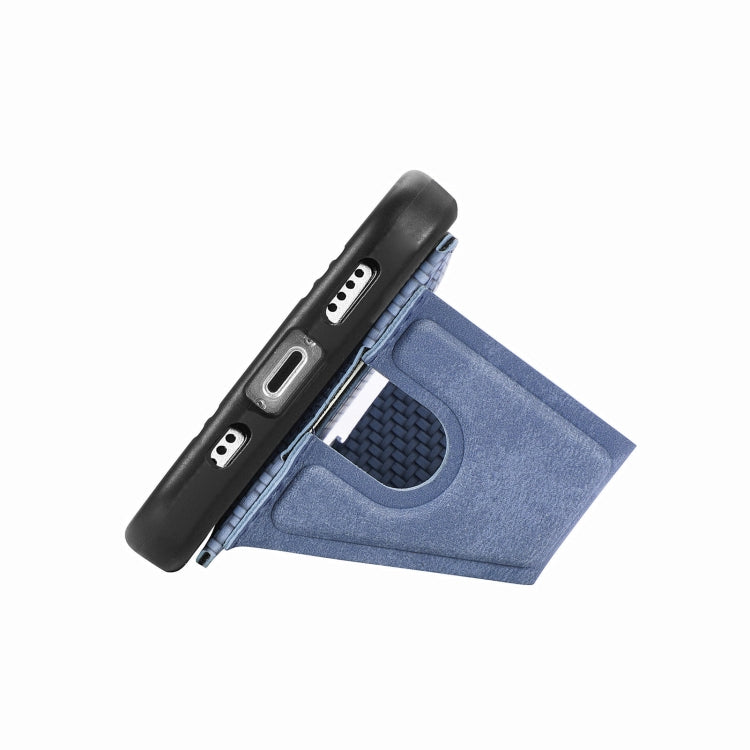 For iPhone 15 Pro Carbon Fiber Wallet Flip Card K-shaped Holder Phone Case(Blue) - HoMEdemic™ 