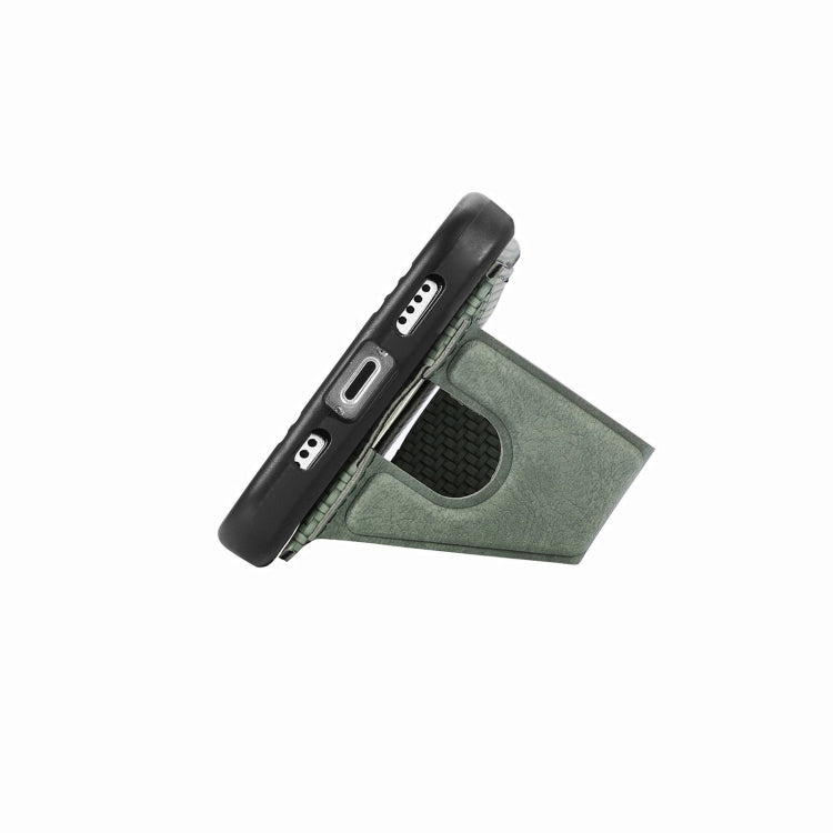 For iPhone 15 Pro Carbon Fiber Wallet Flip Card K-shaped Holder Phone Case(Green) - HoMEdemic™ 
