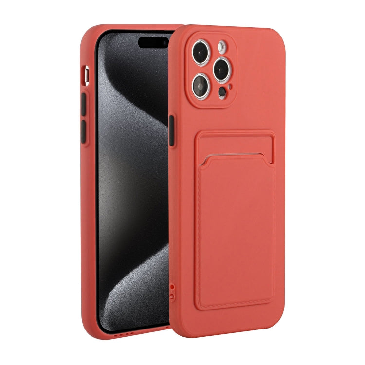 For iPhone 15 Pro Card Slot Design Shockproof TPU Phone Case(Plum Red) - HoMEdemic™ 