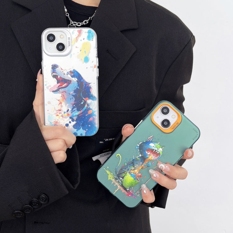 For iPhone 15 Pro Cartoon Animal Graffiti PC + TPU Phone Case(Border Collie) - HoMEdemic™ 