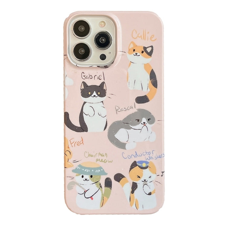 For iPhone 15 Pro Cartoon Film Craft Hard PC Phone Case(Cute Cats) - HoMEdemic™ 