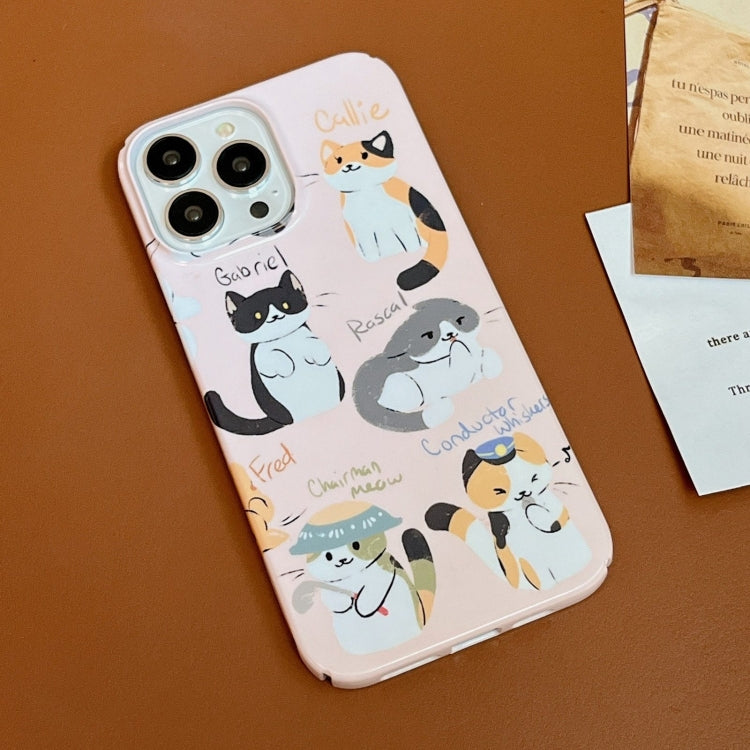 For iPhone 15 Pro Cartoon Film Craft Hard PC Phone Case(Cute Cats) - HoMEdemic™ 